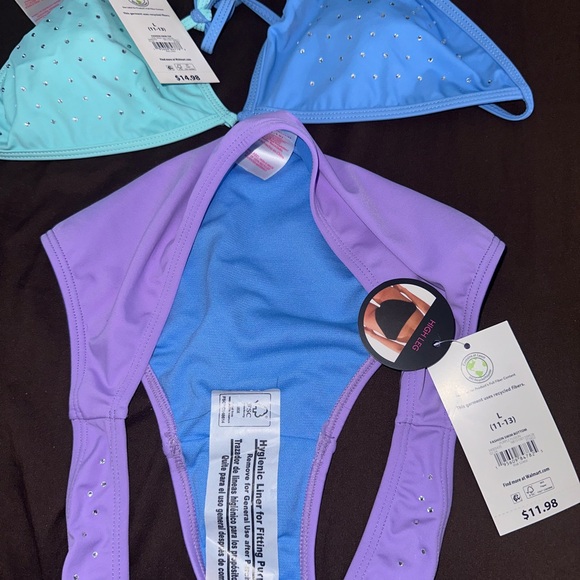 Tri-Color Rhinestone Bikini Set - Lavender, Blue & Mint - Picture 4 of 4